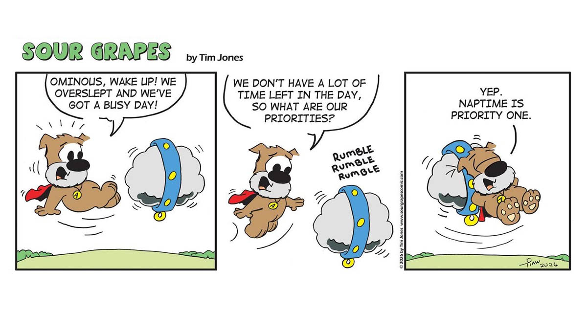 Sour Grapes Comic Strip - Nap Time 2-4-26